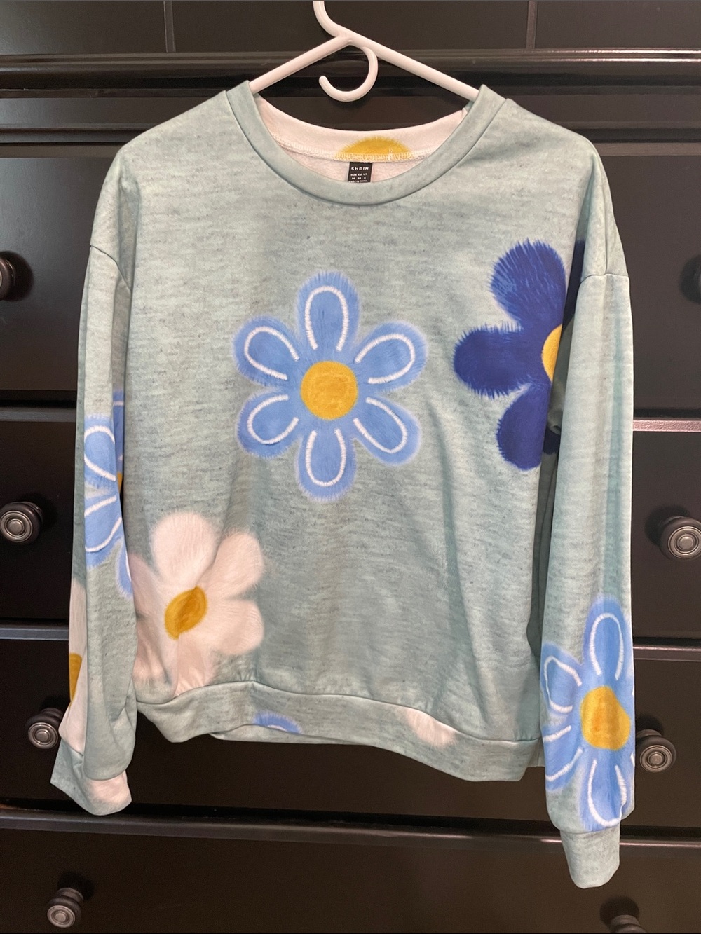 SHEIN Mint Green Tie-Dye Crewneck Sweatshirt